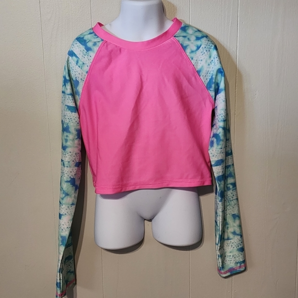 Swim Shirt Coverup Board Shirt Beach Pink Blue Large More Than Magic A295